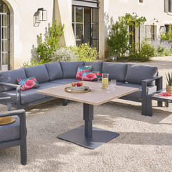 Table de jardin relevable carrée Salimia graphite & honey 110 x 110 x 69cm en aluminium - Hespéride