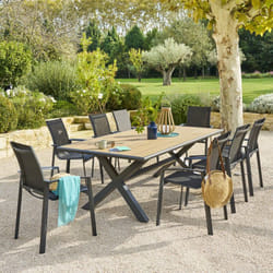 Hesperide - Table de jardin Axiome eucalyptus & graphite 8 places - Hespéride