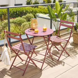 Table de jardin pliante ronde Greensboro lie de vin 2 places en acier - Hespéride