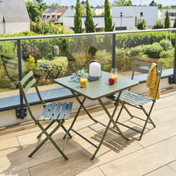 Table de jardin pliante carrée Greensboro vert laurier 2 places en acier - Hespéride