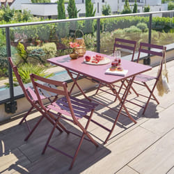 Table de jardin pliante rectangulaire Greensboro lie de vin 4 places en acier - Hespéride