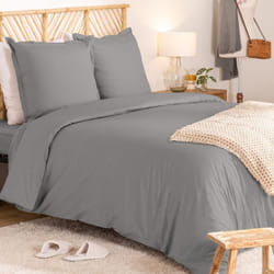 Atmosphera - Parure De Lit Landiha Percale Gris 260x240cm Créateur D'Intérieur