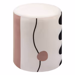 Pouf - Atmosphera - Nofy - Velours blanc et rose - D31cm - 1 place - Design contemporain