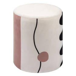 Pouf - Atmosphera - Nofy - Velours blanc et rose - D31cm - 1 place - Design contemporain