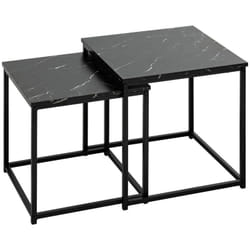 Atmosphera - Lot de 2 tables basses Jones effet marbre noir L37 33cm créateur d'intérieur