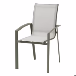Fauteuil de jardin empilable Axant vert olive & vert laurier aluminium et texaline - Hespéride - Vert olive