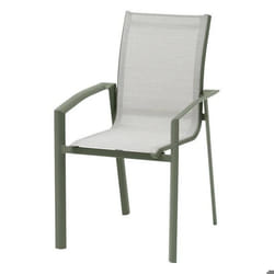 Fauteuil de jardin empilable Axant vert olive & vert laurier aluminium et texaline - Hespéride - Vert olive