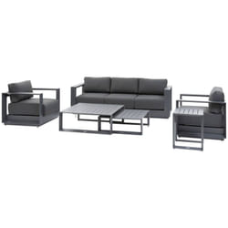 Salon de jardin Allure graphite 5 places en aluminium et polyester - Hespéride