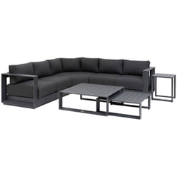 Salon d angle de jardin Allure graphite 5 places en aluminium et polyester - Hespéride