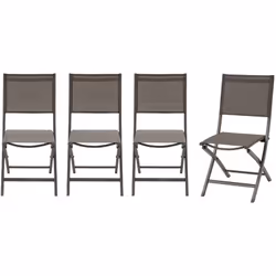 Adapté à tous les types d'espaces, même réduits, le lot de 4 chaises de jardin pliantes "ESSENTIA" Hespéride est un classique ...