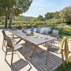Table de jardin extensible Axiome graphite & honey 10 places en aluminium - Hespéride