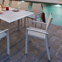Fauteuil de jardin empilable Allure beige & avoine aluminium et texaline - Hespéride