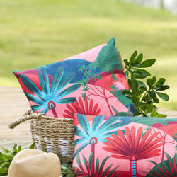 Coussin déco d extérieur Maoria motif jungle 40 x 40cm en polyester - Hespéride