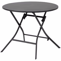 Simple et élégante, la table de jardin pliante ronde "GREENSBORO" Hespéride est l'alliée des petits espaces extérieurs. Une t ...