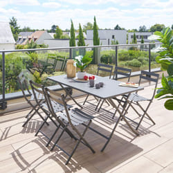 Hesperide - Table de jardin pliante rectangulaire Greensboro graphite 6 places en acier - Hespéride