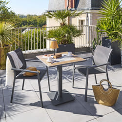 Hesperide - Table de jardin bistro Lambada céramique & graphite 2 places en acier et céramique - Hespéride