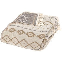 Dessus de lit Mirohia beige et marron 260x240cm - Atmosphera créateur d'intérieur