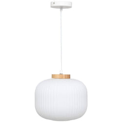 Atmosphera - Suspension verre Travis blanc D25cm créateur d'intérieur