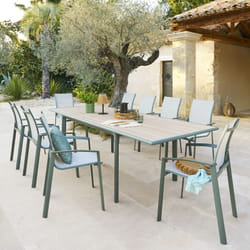 Hesperide - Table de jardin Dilors effet bois lin & vert laurier 10 places en aluminium - Hespéride