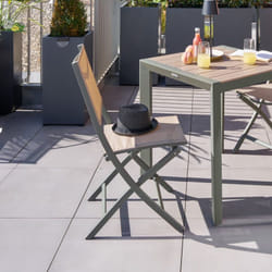 Hesperide - Lot de 4 chaises de jardin pliantes Essentia lin & vert laurier aluminium et texaline - Hespéride