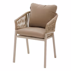 Pour votre extérieur, craquez pour le fauteuil de jardin Oriengo en mailles tressées coloris beige/argile de la marque Hespér ...
