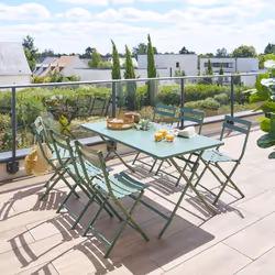 Hesperide - Table de jardin pliante rectangulaire Greensboro vert olive 6 places en acier - Hespéride