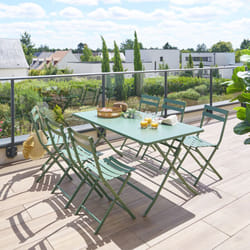 Hesperide - Table de jardin pliante rectangulaire Greensboro vert olive 6 places en acier - Hespéride