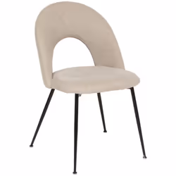 Élégante et intemporelle, la chaise "Raven" Atmosphera est déclinée dans un tissu beige qui contraste avec les pieds compas e ...