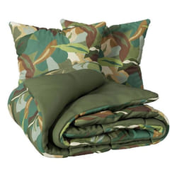 Atmosphera - Parure De Lit 3 Pièces Renata Percale De Coton Vert 240x220cm Créateur D'Intérieur