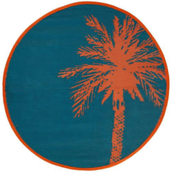 Atmosphera - Tapis d extérieur Yucatan bleu canard D120cm créateur d'intérieur