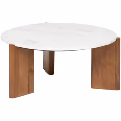 Élégante et raffinée, la table basse "Nanda" Atmosphera joue sur un mix de matières sophistiqué. Son plateau rond en marbre b ...
