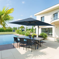 Parasol déporté rectangulaire Équador Pétrole 4 x 3m en aluminium et polyester - Hespéride