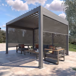 Persienne pour pergola bioclimatique Evora - 1 3 côté - 1,2 x 2,3 m Graphite - Hespéride