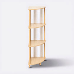 5FIVE Kord Étagère d'angle 4 niveaux effet bois clair, rangement pratique, design élégant pour maison et bureau
