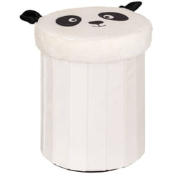 Pouf-coffre enfant panda pliant Andy noir & blanc D30x36cm Atmosphera créateur d'intérieur