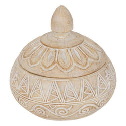 Boîte Déco Oriental Résine Beige D15,5x14,5cm - Atmosphera Créateur D'Intérieur