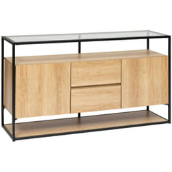 Atmosphera - Buffet 2 portes Aldea métal et bois beige 140x80cm créateur d'intérieur