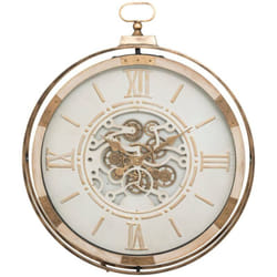 Atmosphera - Grande Pendule murale Beige style industriel avec rouages mobiles d 74 cm