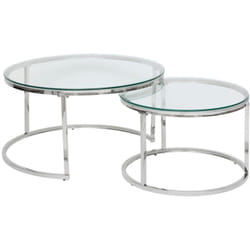 Atmosphera - 2 tables gigognes Kneo argent 80x80x43,2cm créateur d'intérieur
