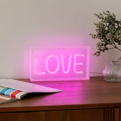 Atmosphera Lampe de table LED - Modèle néon "Amour" en rose, design moderne pour éclairage d'ambiance intérieure (23x4x12,5 cm)