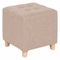 Pouf carré en tissu LEANDRE - Beige