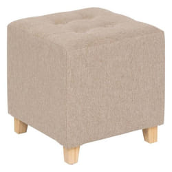 Pouf carré en tissu LEANDRE - Beige
