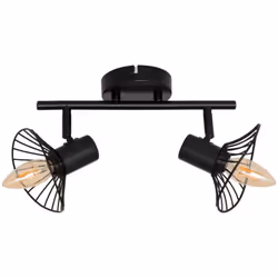 Plafonnier 2 appliques adelia noir l28cm - Atmosphera createur d'interieur. Couleur : Noir. Matière principale : Acier. Longu ...