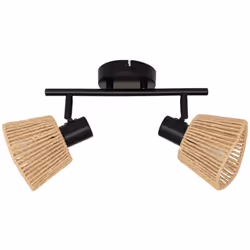 Plafonnier 2 appliques en cordes myha l28cm - Atmosphera createur d'interieur. Couleur : Beige. Matière principale : Acier. L ...