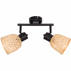 Plafonnier 2 appliques lio l28cm - Atmosphera createur d'interieur. Couleur : Beige. Matière principale : Bambou. Longueur : ...