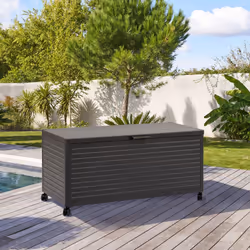 Optimisez le rangement de votre extérieur avec le coffre de rangement Edenio 1070L graphite de Hespéride . À la fois spacieux ...