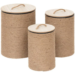 Atmosphera - Lot de 3 coffres ronds Bill Beige