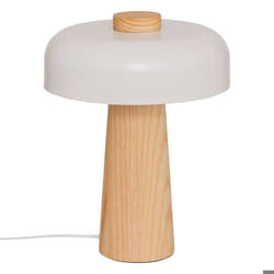 Lampe Champignon Métal Blanc Et Bois Pola Atmosphera