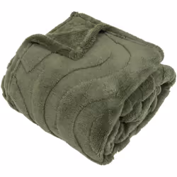 Plaid sherp jacq 130x170assbox - Atmosphera createur d'interieur. Couleur : Vert. Matière principale : . Longueur : 170.00 cm ...