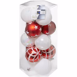 Déco de sapin Lot de 15 Boules de Noël D 5 cm - Rouge et Blanc - Feeric Christmas (-) Dimensions : D. 5 cm - 15 Boules assort ...